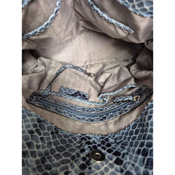 Michael Kors MK Hamilton Blue Gray Python Leather Tote Shoulder Bag Purse  EUC - Picture 6 of 8